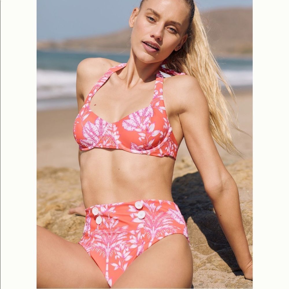 Anthropologie Maeve Palms Bikini Top Large New Palms Motif